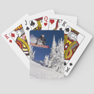 Snowboarding action at Whitefish Mountain Resort Playing Cards