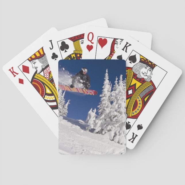 Snowboarding action at Whitefish Mountain Resort Playing Cards (Back)