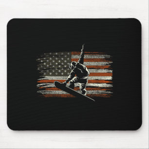 Snowboarding American Flag For Snowboarder Skiing Mouse Mat