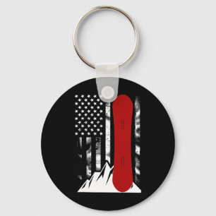 Snowboarding American Flag Skiing Snowboard For Wo Key Ring