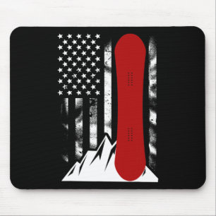 Snowboarding American Flag Skiing Snowboard For Wo Mouse Mat