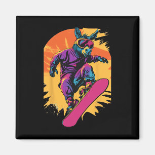 Snowboarding Animals- Donkey On A Snowboard Snowbo Magnet