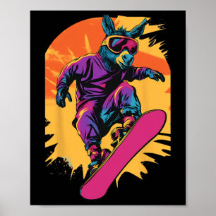 Snowboarding Animals- Donkey On A Snowboard Snowbo Poster