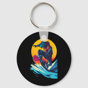 Snowboarding Animals- Wolf On A Snowboard Snowboar Key Ring