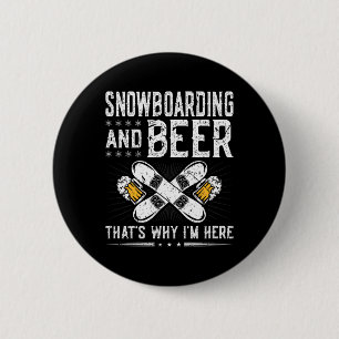 Snowboarding Beer Drinking Snowboard 6 Cm Round Badge