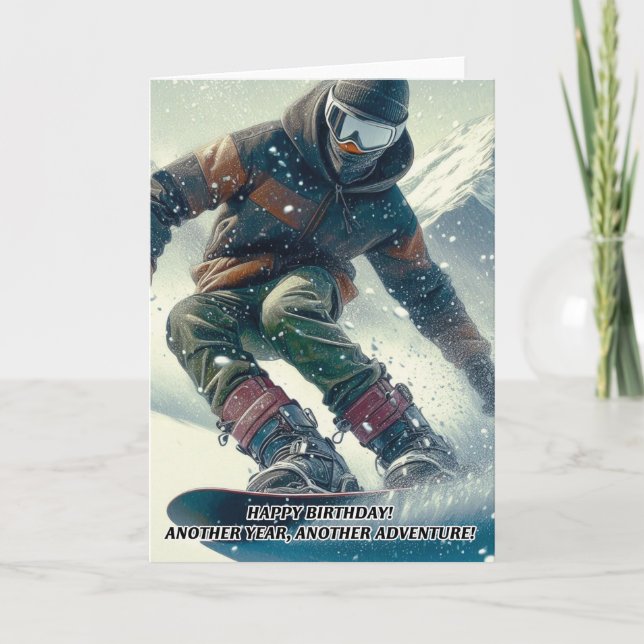 Snowboarding Birthday Card (Front)