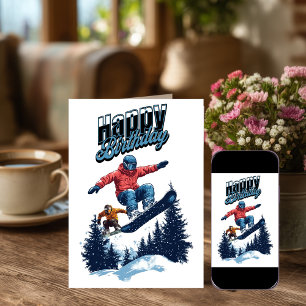Snowboarding Birthday Cards