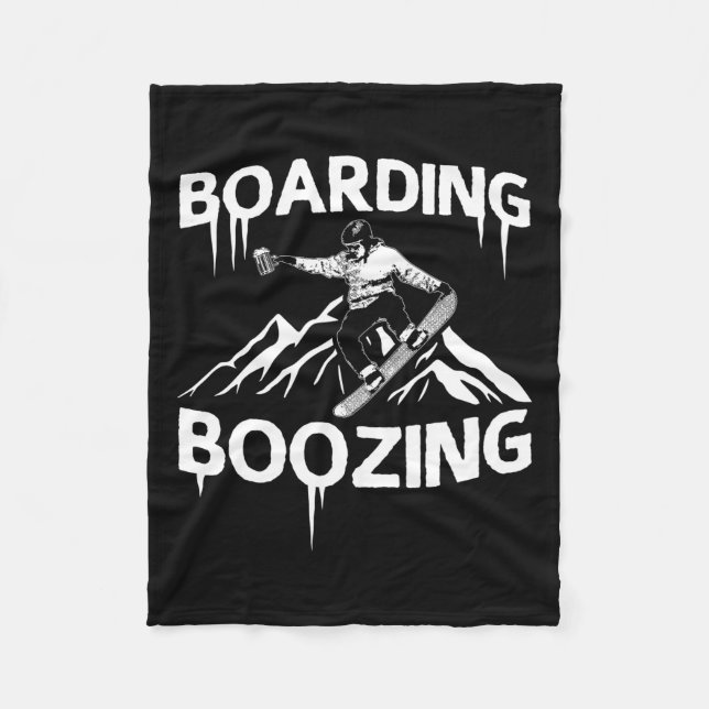 Snowboarding Boozing Fleece Blanket (Front)