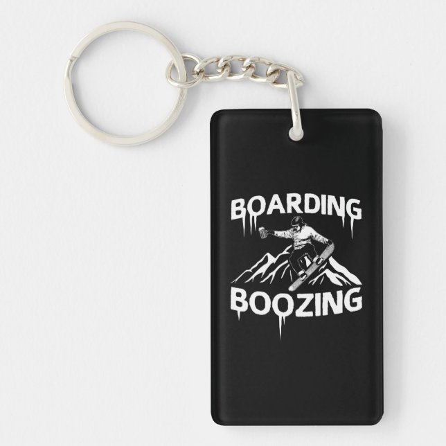 Snowboarding Boozing Key Ring (Front)