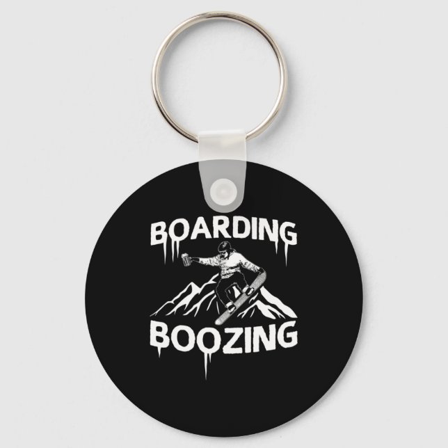 Snowboarding Boozing Key Ring (Front)