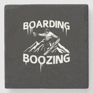 Snowboarding Boozing Stone Coaster