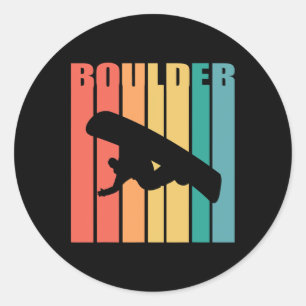 Snowboarding Boulder Colorado 70s Silhouette Gift Classic Round Sticker
