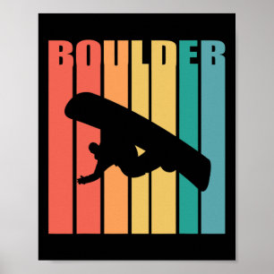 Snowboarding Boulder Colorado 70s Silhouette Gift Poster