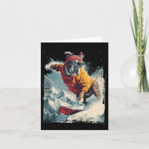 Snowboarding Boxer Dog Extreme Sports Snowboard Te Card