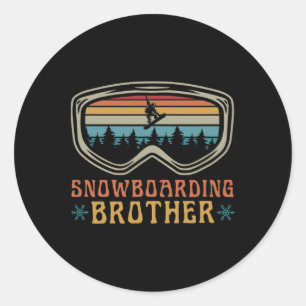 Snowboarding Brother Matching Family Snowboard Tri Classic Round Sticker