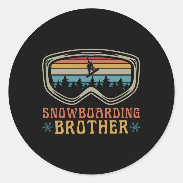 Snowboarding Brother Matching Family Snowboard Tri Classic Round Sticker (Front)