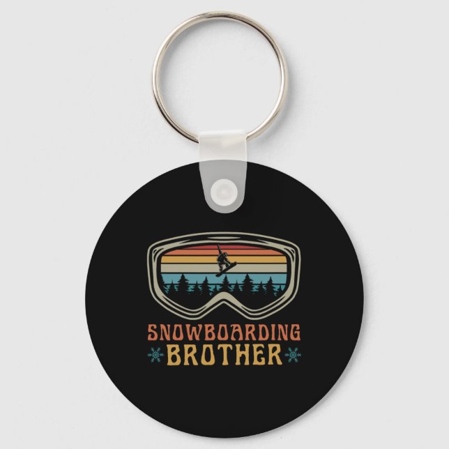 Snowboarding Brother Matching Family Snowboard Tri Key Ring (Front)