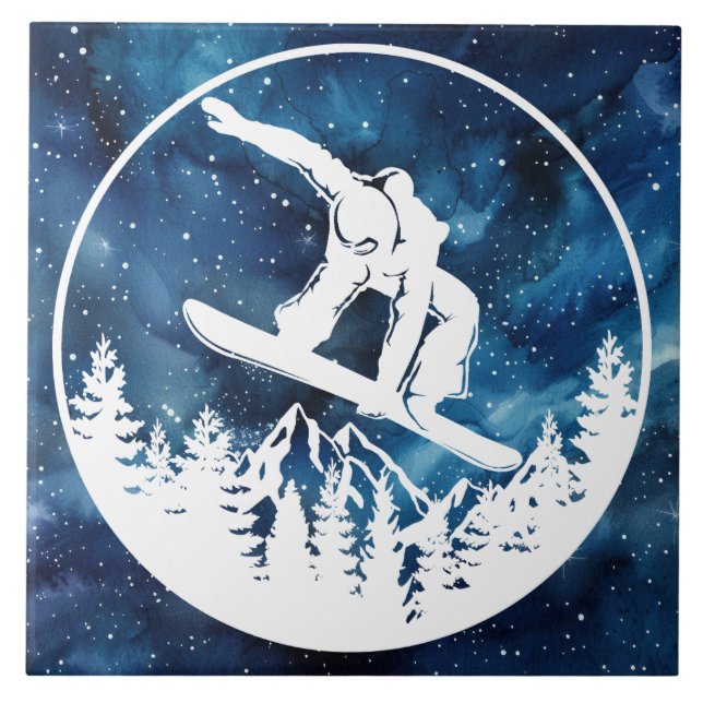 Snowboarding Ceramic Tile (Front)