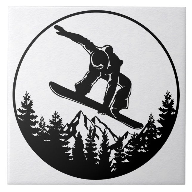 Snowboarding Ceramic Tile (Front)