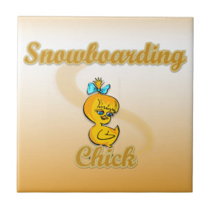 Snowboarding Chick Tile