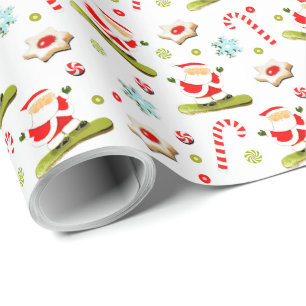 Snowboarding Christmas Holiday Gift Wrapping Paper