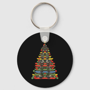 Snowboarding Christmas Snowboard Tree  Key Ring