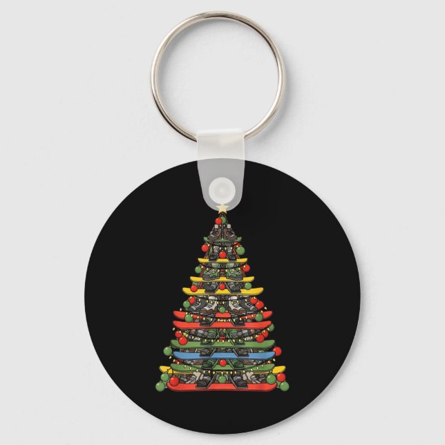 Snowboarding Christmas Snowboard Tree  Key Ring (Front)