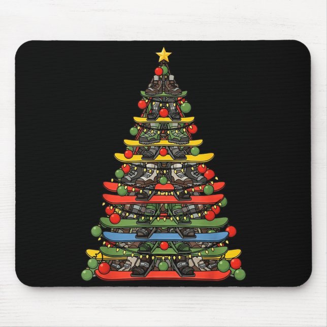 Snowboarding Christmas Snowboard Tree  Mouse Mat (Front)
