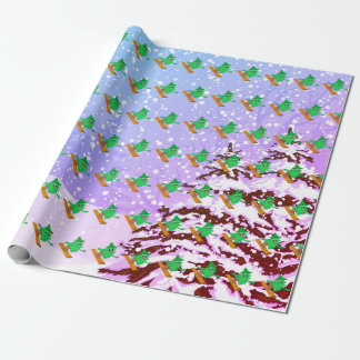 Snowboarding Christmas Tree Wrapping Paper