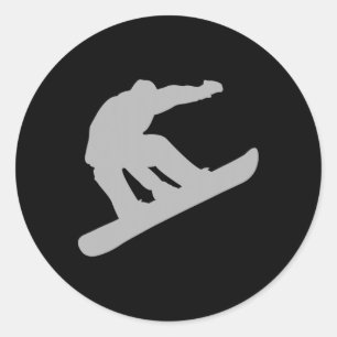 Snowboarding classic round sticker