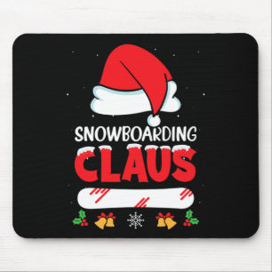 Snowboarding Claus Santa Hat Funny Snowboard Snowb Mouse Mat