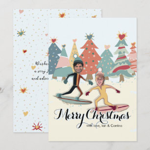Snowboarding Couple Christmas Card