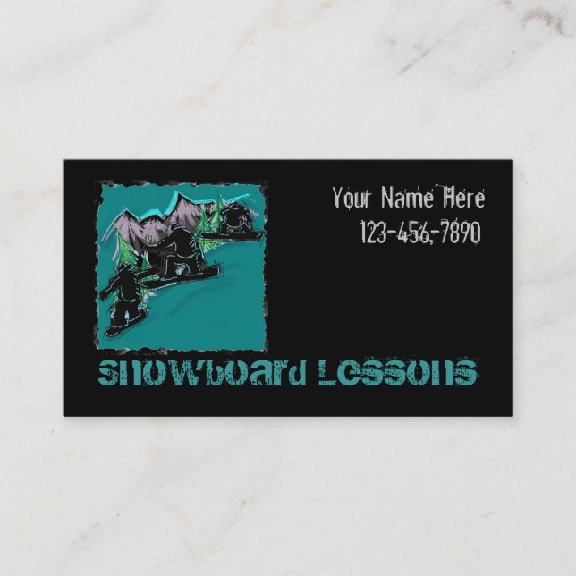 Snowboarding customisable business card (Front)