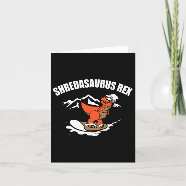Snowboarding Dinosaur Funny Snowboard Kid Gift  Card (Front)