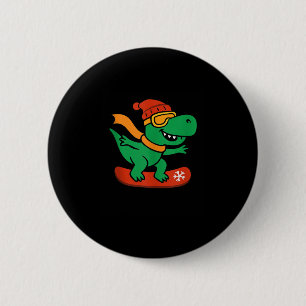 Snowboarding Dinosaur T-rex Snowboarder Funny Wint 6 Cm Round Badge