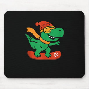 Snowboarding Dinosaur T-rex Snowboarder Funny Wint Mouse Mat