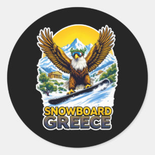 Snowboarding Eagle In Greece Scenic  Classic Round Sticker