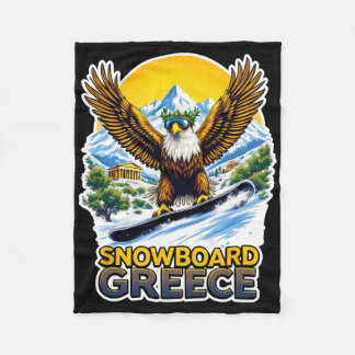 Snowboarding Eagle In Greece Scenic Fleece Blanket