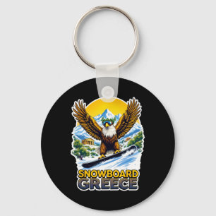 Snowboarding Eagle In Greece Scenic Key Ring