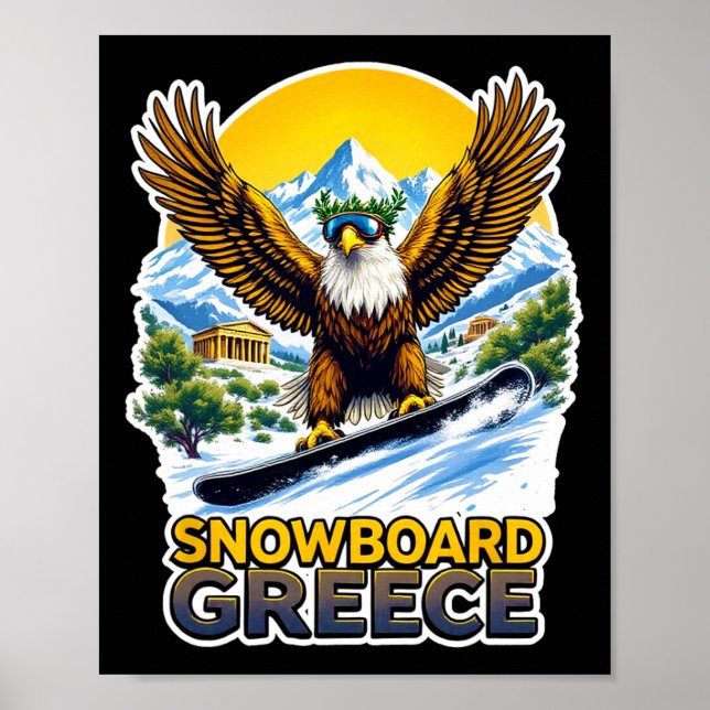 Snowboarding Eagle In Greece Scenic  Poster (Front)