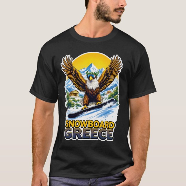 Snowboarding Eagle In Greece Scenic  T-Shirt (Front)