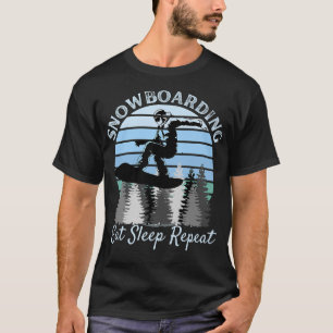 Snowboarding Eat Sleep Repeat Cool Vintage Blue Su T-Shirt