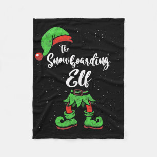 Snowboarding Elf Matching Family Christmas Pajama Fleece Blanket