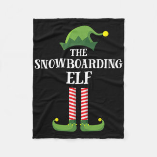 Snowboarding Elf Matching Family Group Christmas P Fleece Blanket