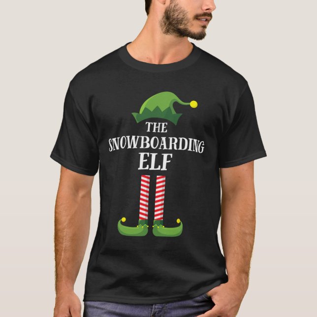Snowboarding Elf Matching Family Group Christmas P T-Shirt (Front)