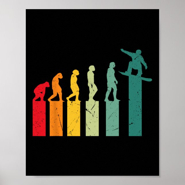 Snowboarding Evolution Mountains Ski Slope Snowboa Poster (Front)