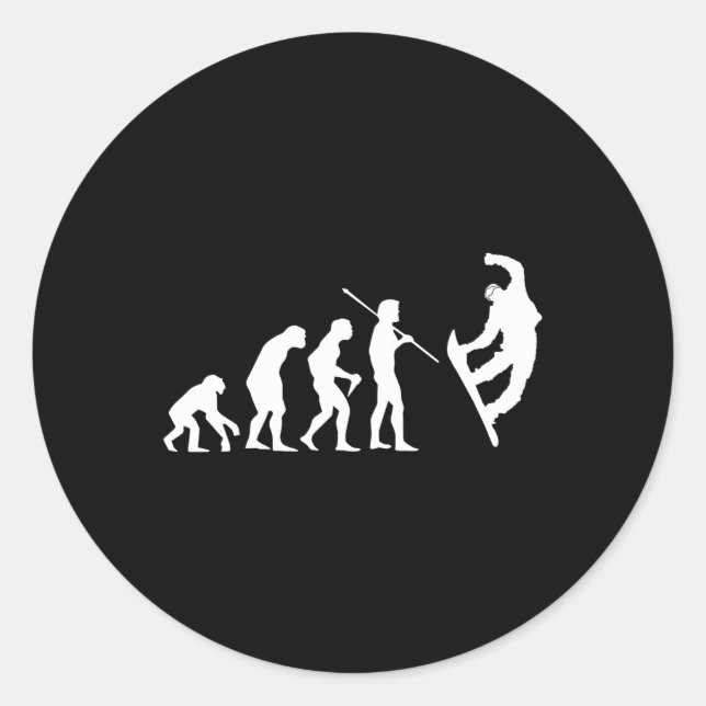 Snowboarding Evolution T Shirt For Men  Classic Round Sticker (Front)