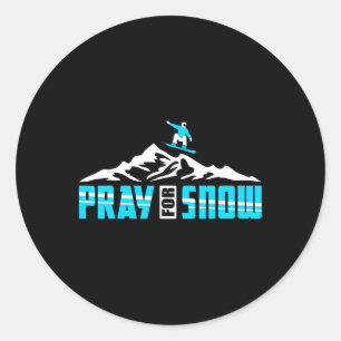 Snowboarding For Pray Snow Jesus  Classic Round Sticker