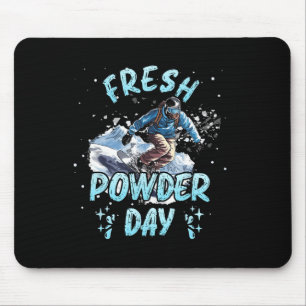 Snowboarding Fresh Powder Day Funny Snowboard Chil Mouse Mat