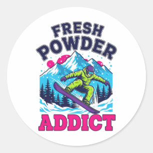 Snowboarding Fresh Powder Snow Cool Snowboarder Sk Classic Round Sticker